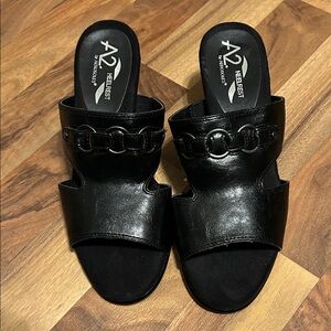 A2 By Aerosoles Women's Black Leather Mules